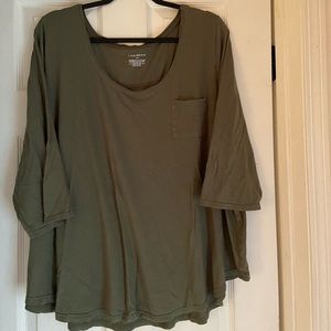Lane Bryant Army Green Cotton Top 26/28